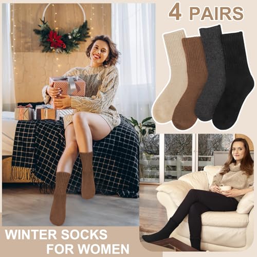 Image of iCamter 4 Pairs Womens Wool Socks - Soft, Thick, Warm Thermal Boot Winter Socks for Gifts