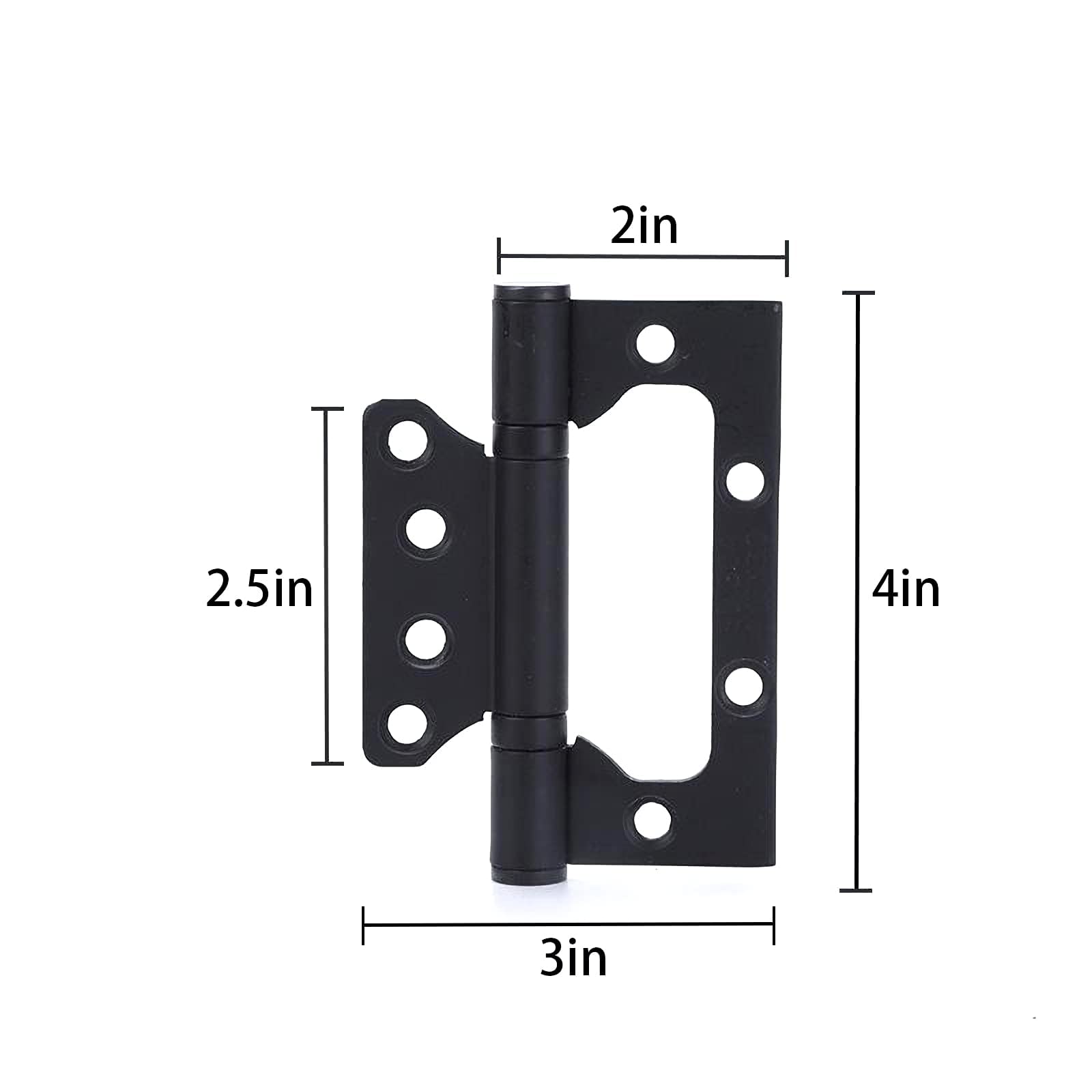 6 piezas con tornillos de montaje, bisagras de acero inoxidable de 4 x 3 pulgadas, bisagras de puerta de embutida, bisagras de gabinete de muebles vintage, negro (negro)
