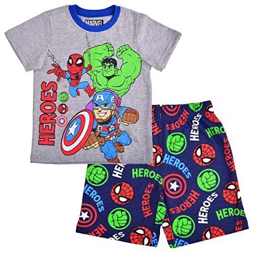 Marvel Boy's 2-Piece Spider-Man Raglan Shirt and Short Set, Grey/Blue, Size 3T