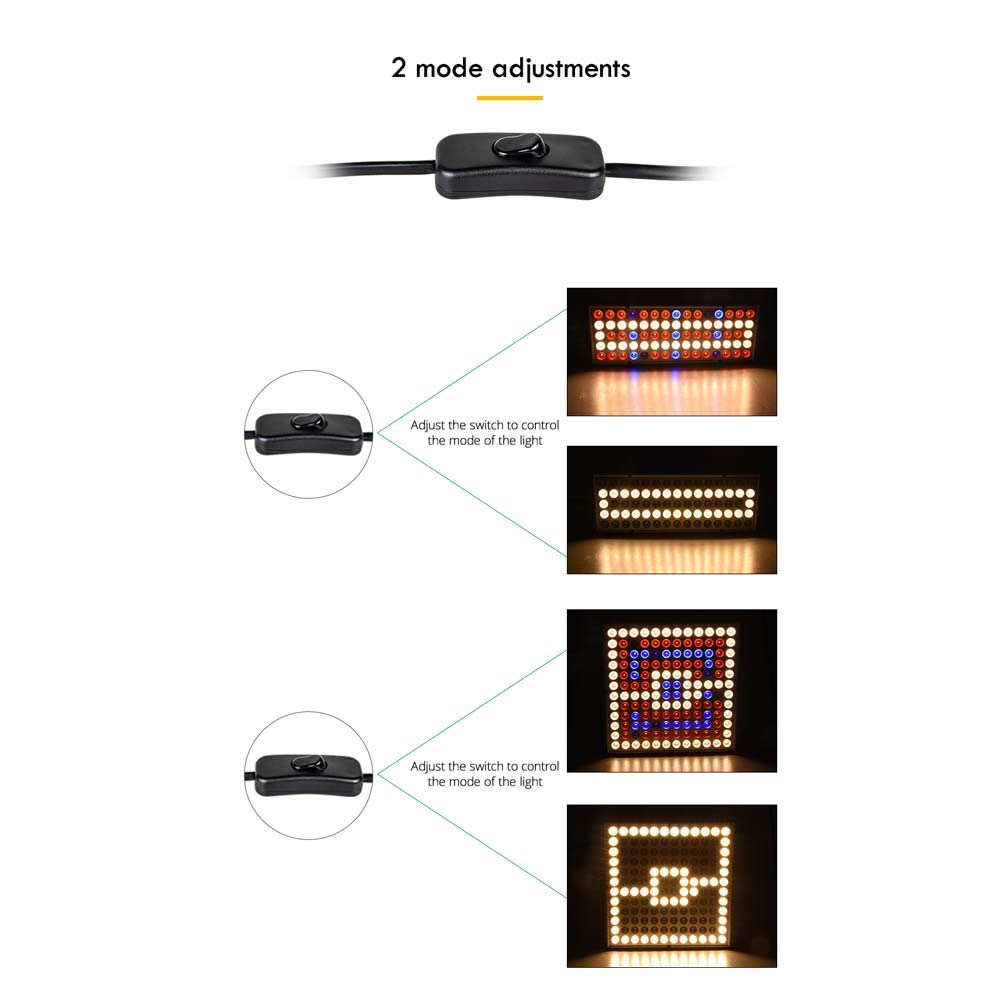 45W LED Grow Light, 144LEDs 2 modos Lámpara de planta de espectro completo con luces de crecimiento azules rojas para plantas de interior Vegetales Lámparas de crecimiento de flores