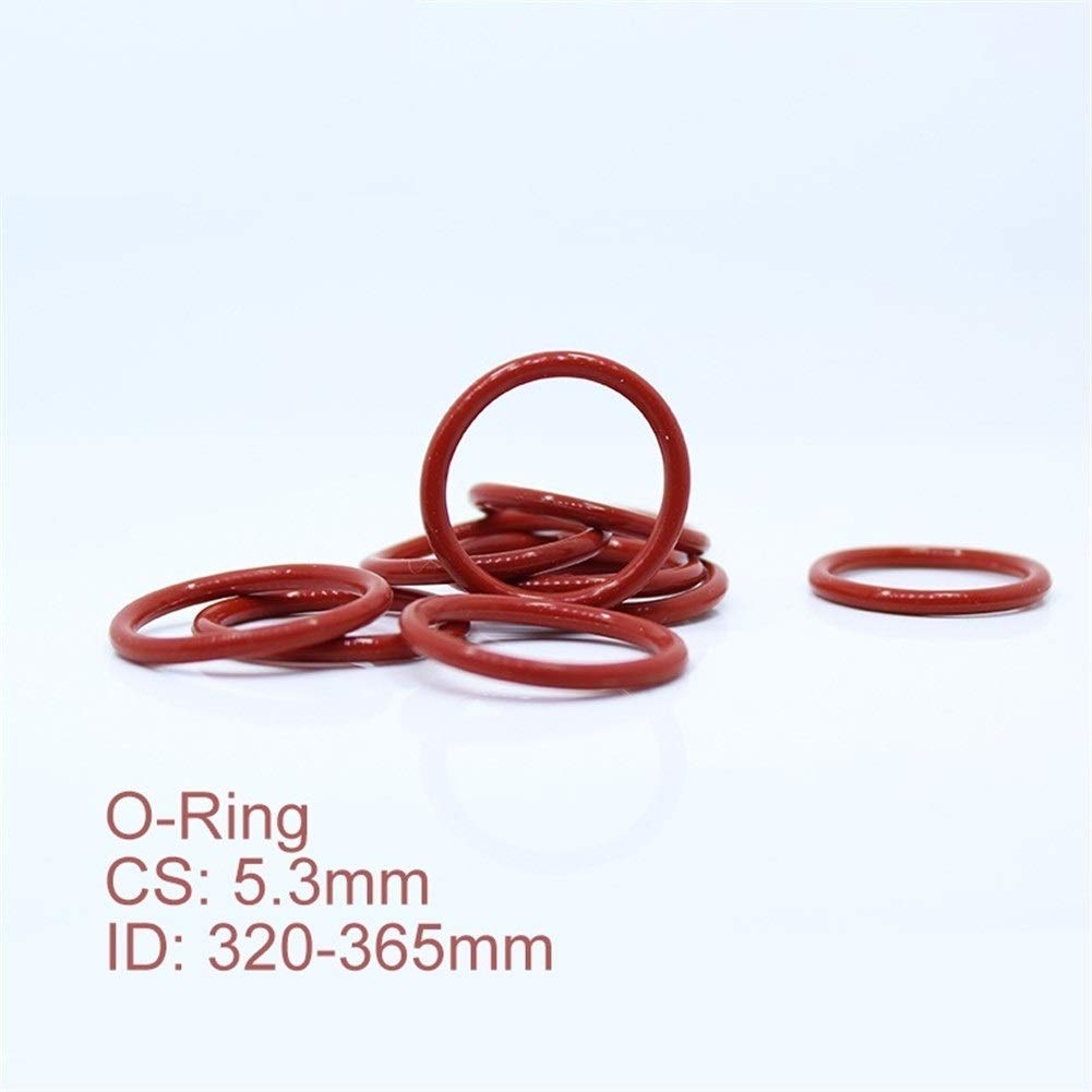 O-Ring CS5.3mm 5PCS Silicone O Ring ID 325 330 335 320 340 345 350x5.3mm ORing VMQ Guarnizione di Tenuta Spessore 5,3 Millimetri ORing Bianco Rosso di Gomma JIYAMI'EN El (Size : ID340x5.3mm Red)