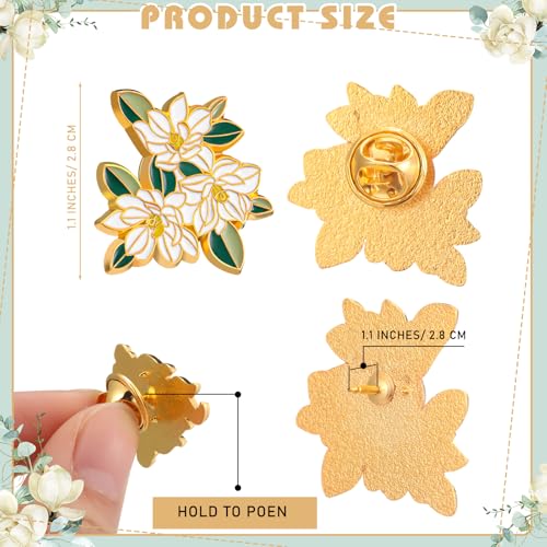 Image of Landical 12 Pcs Magnolia Flower Enamel Pins Bulk Floral Lapel Pins Brooch Plants Badges for Women Clothing Jacket Bags Gifts