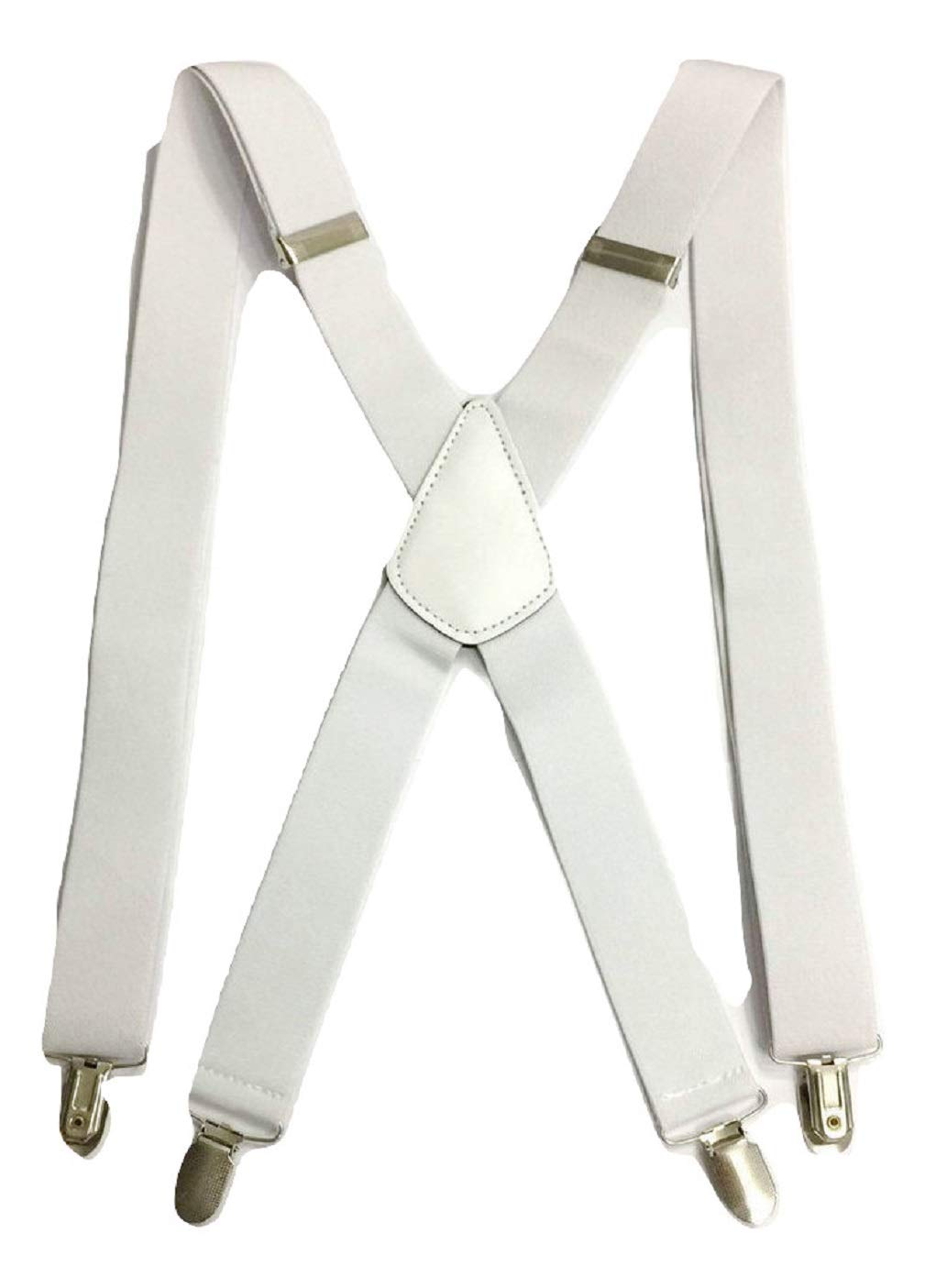 L&L® Standard Mens Ladies BRACES BLACK SUSPENDER ELASTIC 3.5cm WIDE Durable Trouser (White)