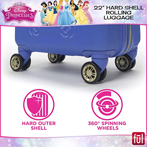 Ful Disney Princess Cinderella Carry-On Rolling Suitcase, Hardside Travel Luggage With Spinner Wheels, 22 Inches, Blue #TOP5