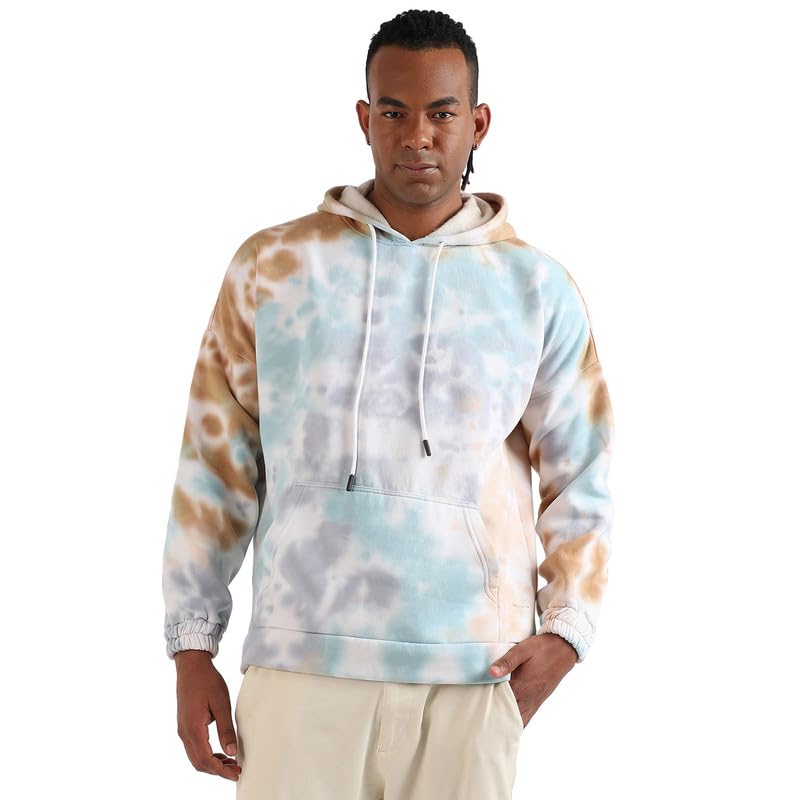 Image of CAHOOT Men's Dark Blue Zip-Front Hoodie with Contrast Drawstring for Casual Wear | Long Sleeve | Hooded Neck | Zipper Closure | Cotton Sweatshirt Crafted with Comfort Fit for Everyday Wear