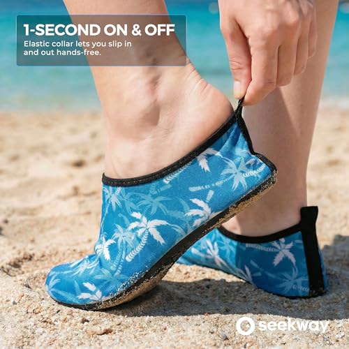 Image of SEEKWAY Water Shoes Women Men Adult Quick-Dry Aqua Socks Barefoot Non Slip for Beach Swim River Pool Lake surf Black SK002(U)