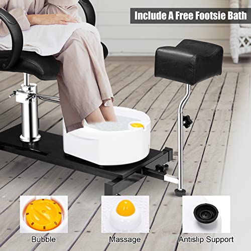 Omysalon Pedicure Chair With Stool & Bubble Massage Foot Bath, Hydraulic Pedi Chair For Nail Tech, Beauty Spa Salon Unit Station Technician Supplies #TOP5