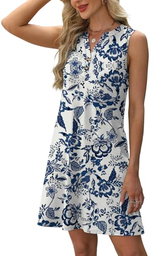 Image of XIEERDUO Summer Dresses for Women 2026 Beach Vacation Clothes V Neck Button Sundresses with Pockets