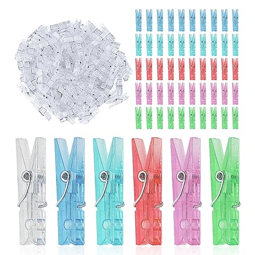 100 transparent clips, plastic spring clips, 34mm color photo clips, handmade decoration clips