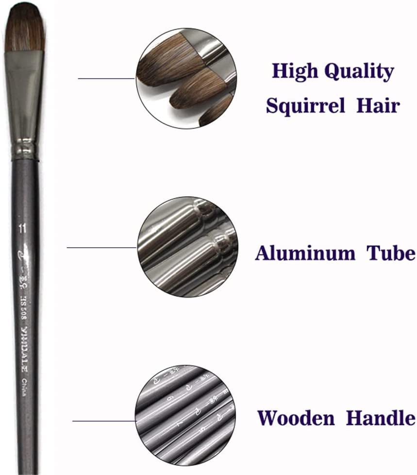 Pinceles para Pintar, Juego de Pinceles, 6 Piezas/Juego de Herramientas Profesionales, Pincel para Pintura al óleo, Pincel de Dibujo, Pluma de Avellana para Pintura acrílica (Gris)