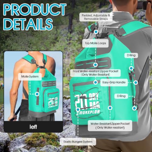 Image of MORXPLOR Dry Bag Waterproof,5L /10L /20L /30L /40L /55L Roll Top Dry Bag Backpack with WaterProof Phone Case for Swim,Kayak