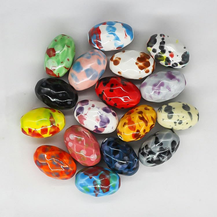 200 Uds. Cuentas de cerámica de colores mezclados de 28x18MM para hacer joyería, cuentas sueltas de cerámica para pulseras, colgante de cerámica artesanal