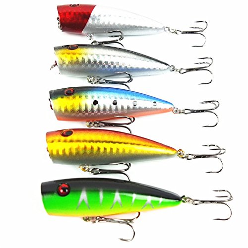 GS 5Pcs Big Mouth cebo pesca Popper Lure 9 G 7 cm pesca Top flotante de agua artificial señuelo ganchos crankbait