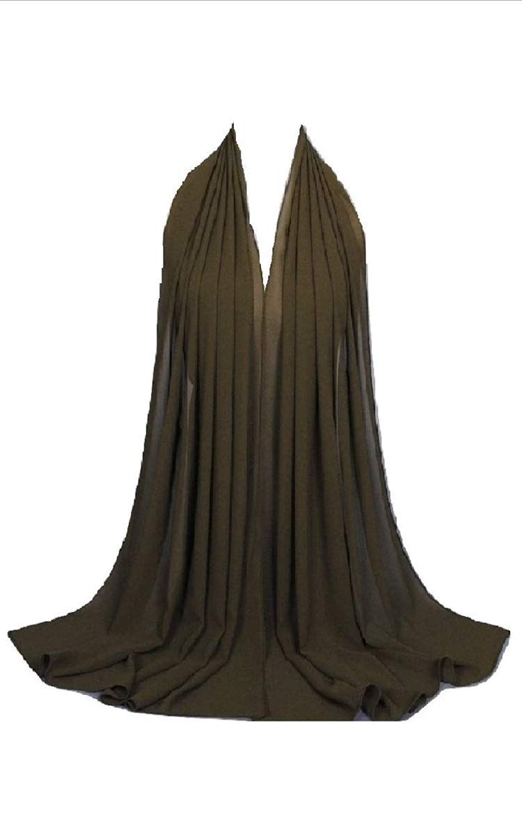 Shoes Lane Women's Burnt Olive 180X80 Chiffon Maxi Plain Scarf Hijab Sarong Shawl Large Wrap (Burnt Olive)