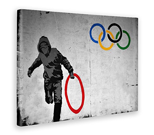 Giallo Bus - Cuadro - Prensa Sobre Tela Canvas - Banksy - Cerchio Olimpico - 50 X 70 Cm