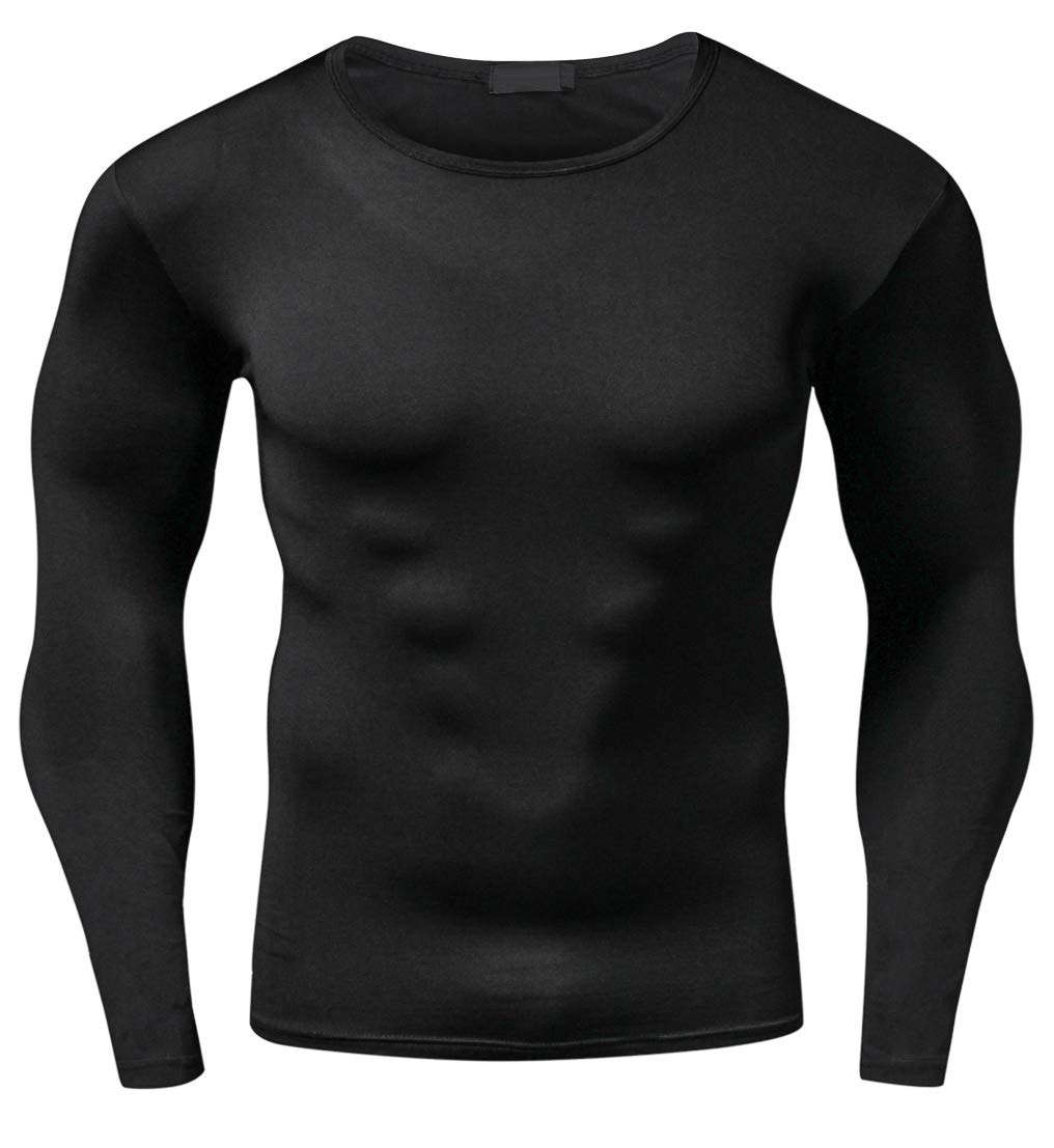 Red PlumeMen's Cool Dry Fit Long Sleeve Compression Shirts Athletic Workout Shirt Active Sports Base Layer Shirt