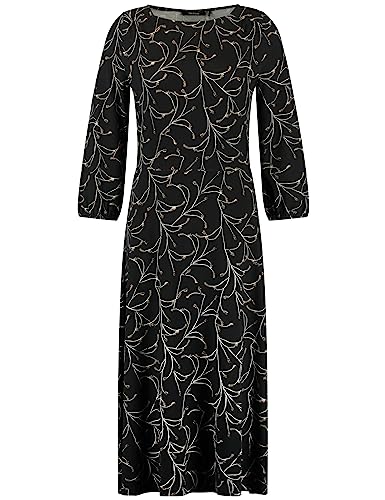 Taifun Damen 981993-19654 Lässiges Kleid, Schwarz Gemustert, 44 EU