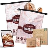 Reusable Sourdough Bread Bags for Homemade Bread- Freezer Safe, BPA-Free Storage Bags- Storage Containers with Beeswax Wrap. Retro Orange- 2 Pack- Oscar's Bakery