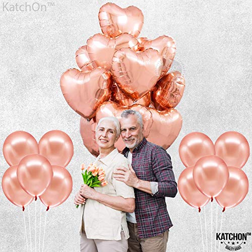 Big Rose Gold Heart Balloon - Pack Of 20 | Foil Rose Gold Heart Shaped Balloons | Metallic Pink Heart Balloons | Pink Foil Heart Balloons | Rose Gold Heart Balloons, Valentines Day Party Decorations #TOP7