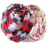 Sexyinlife Multicolor Floral Print Chiffon Infinity Loop Circle Scarf White