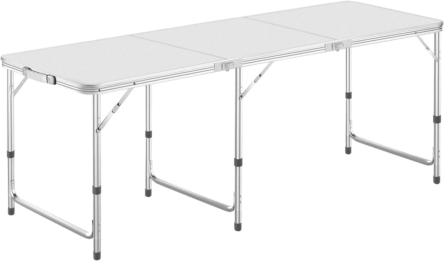 キャンプテーブル アウトドア テーブル 折りたたみ 180CM 3段階高さ調整可能 ピクニック レジャー キャンプ用 折畳み コンパクト 収納 簡単組立 (銀)
