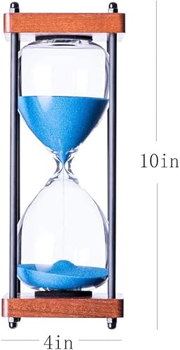 Miniatura 9 de Temporizador de reloj de arena grande de 60 minutos, cristal de arena decorativo de madera, negro