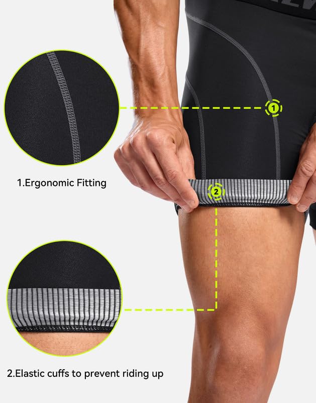 Bikewa Men’s Cycling Underwear with Anti-Slip Leg Grips 4D