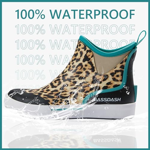 BASSDASH Womens 4.5” Waterproof Deck Ankle Rain Boots Anti-Slip Neoprene Rubber Garden Fishing Boots2