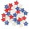 30 PCS 4th of July Star Decorations 25 25 inch Red Blue White Stars Rattan Wicker Balls for Independence Day Bow vase fillers for Home Decor Ornaments Wedding Memorial Day