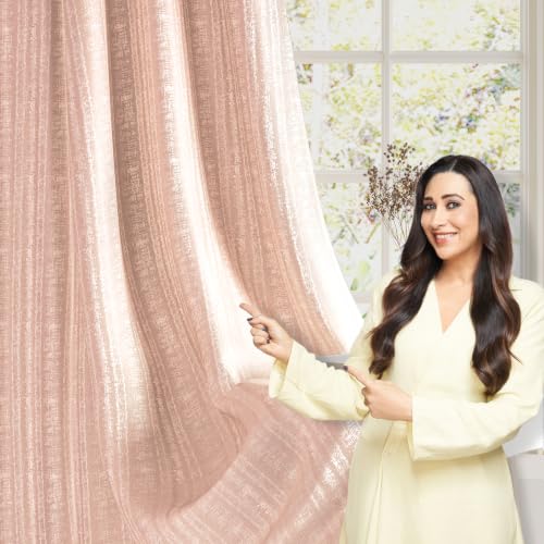 Image of HOKIPO Royal Blend Eyelet Curtain 7 Feet Long Single Panel, Blush Pink