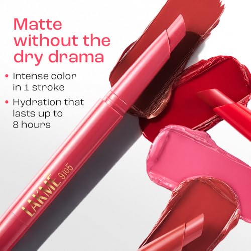 Image of Lakme 9 to 5 Forever Matte Lip Crayon, Red Blaze, 1.1g, for Smooth and Supple Lips, with Vitamin C, Matte Finish, 8 Hr Hydration, Long Lasting all day comfort, Retractable Crayon