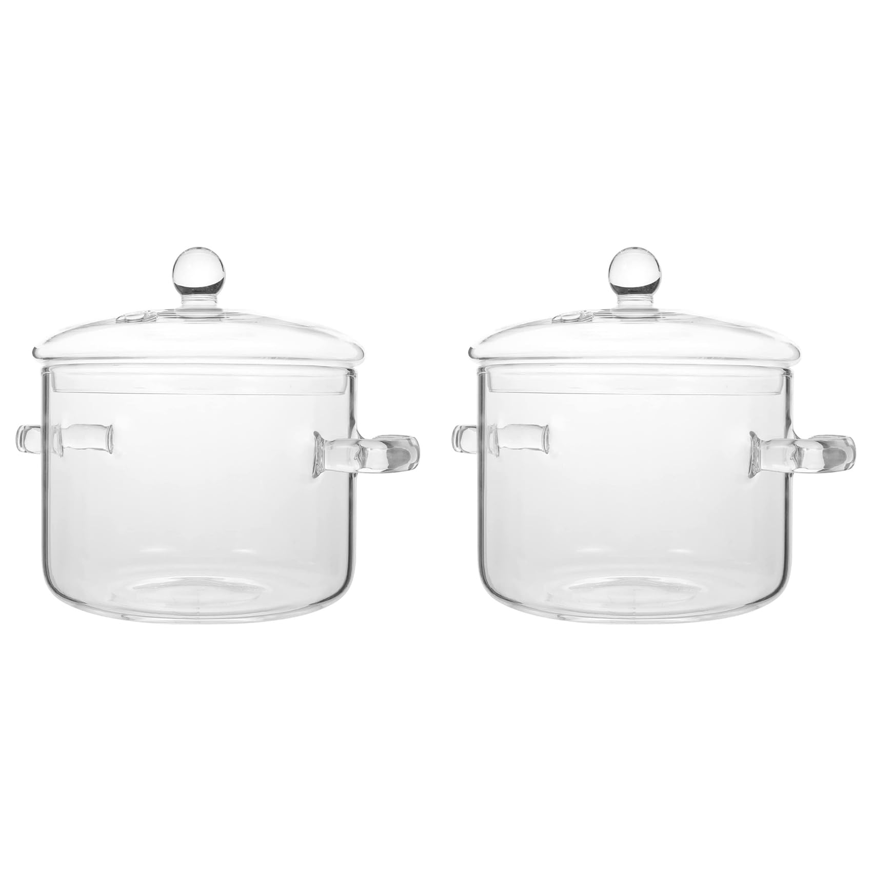 Hndhbfgrt 2X Glass Saucepan with Cover,Stovetop Cooking Pot with Lid and Handle Simmer Pot Clear High Borosilicate 1400ML