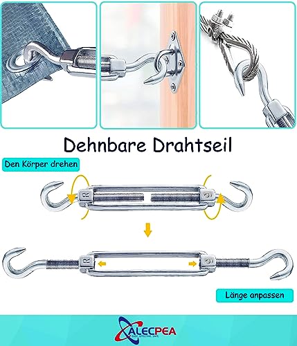Sonnensegel Befestigung Kit M6 - Hochwertiges Edelstahl 304 - Tragfähigkeit von 80 kg - Sonnensegel Spanner Zubehör Montage Aufbau Set für Viereck und Dreieck Garten, Awnings Mounting Assembly Set 5