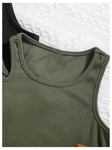 Image of OYOANGLE Toddler Girl's 4 Pack Ribbed Knit Crop Tank Tops Set One Shoulder Summer Camisole
