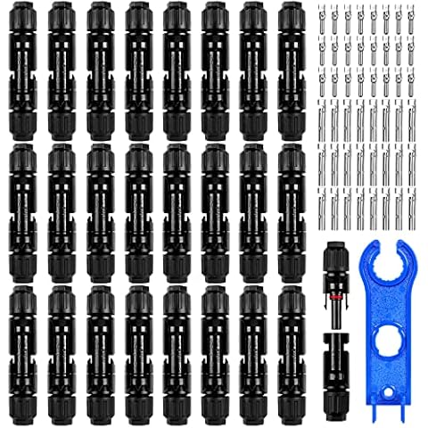 24 Pairs Solar Plug, IP67 Plug Solar Panel Plug Male/Female Solar Panel Cable Connector, Solar Connector, Photovoltaic Connector for 2.5/4 mm² Solar Panel PV Cable Cover