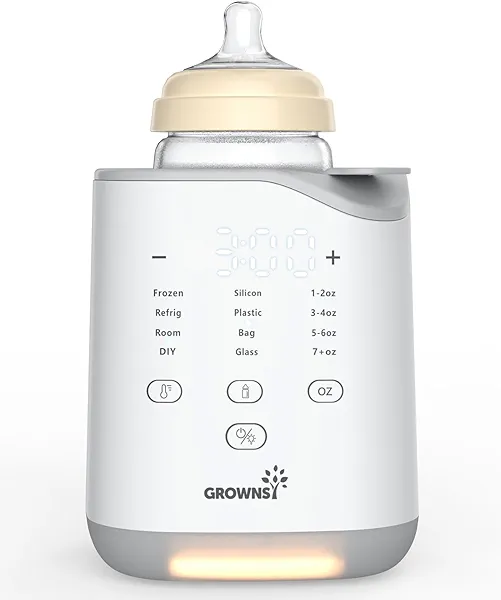GROWNSY Bottle Warmer, 2025 Fast Baby Bottle Warmer for Breastmilk & Formula, Smart Temperature Control, with Timer, Thaw, Food Heater, Night Light, Calentador De Biberones for All Bottles G
