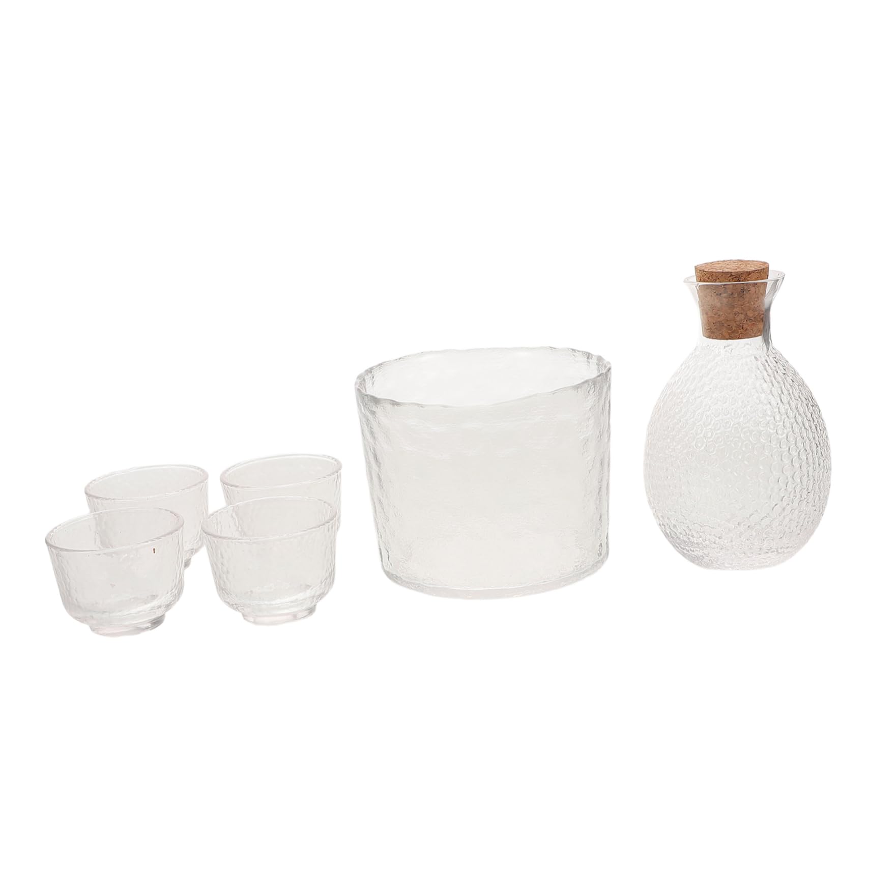 Cabilock 6pcs Japanese Hammered Sake Set with Carafe and Cups Elegant Cold Sake Server for Family Dinners Celebrations and Housewarming Artful Drinking Experience