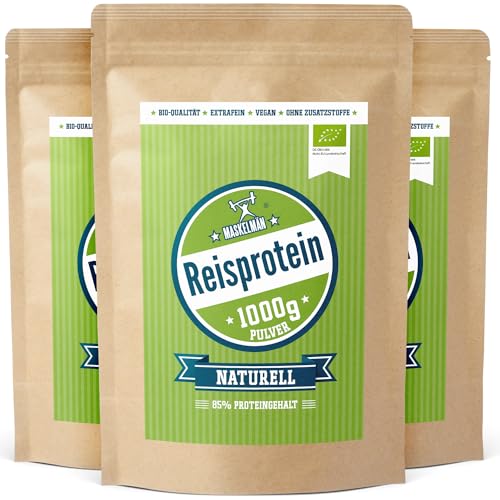 Reisprotein vegan von Maskelmän - 3 KG - 88% Eiweiss - Extrafeines Bio Reisprotein aus der Reiskleie - Ideale vegane Eiweissquelle
