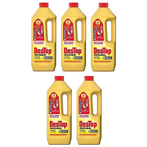 DESTOP Déboucheur Liquide ORIGINAL - 4 doses par Flacon de 950ml - Lot de 5
