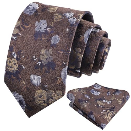 Image of Alizeal Mens 3.15'' Colorful Flower Pattern and handkerchief Necktie Set