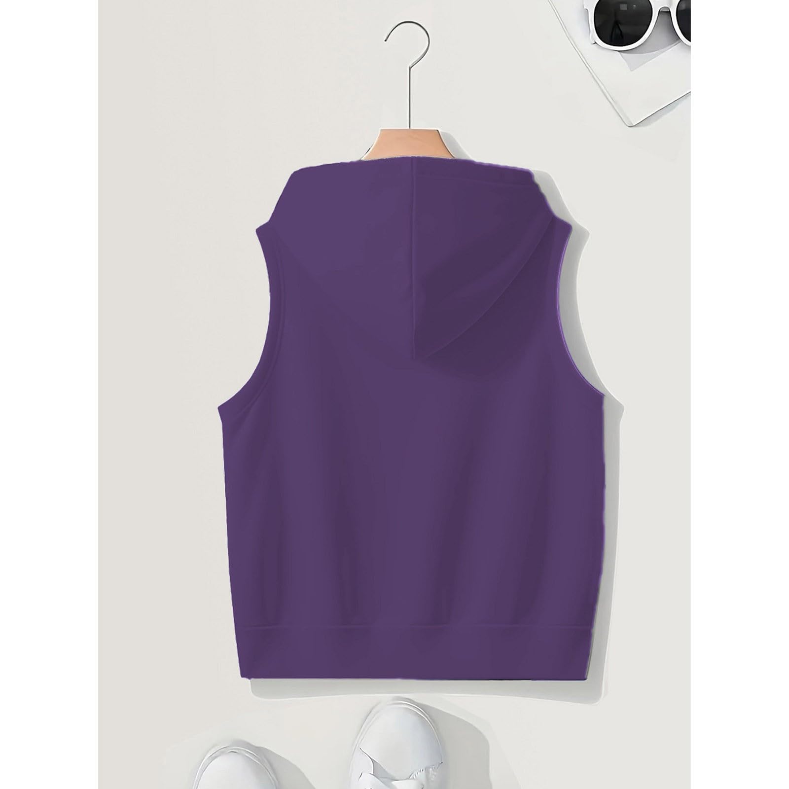Chaleco con capucha para mujer de invierno, sudadera con capucha sin mangas con capucha, monocolor, algodón, chaleco de entretiempo, deporte, exterior, entrenamiento, ocio, sudadera con capucha