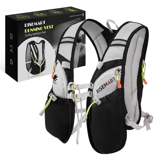 RISEMART Laufweste für Damen und Herren,Trinkrucksack Laufweste, Laufen Verstellbare Brustgurte Ultraleicht Laufrucksack für Marathon, Joggen, Radfahren, Camping, Wandern