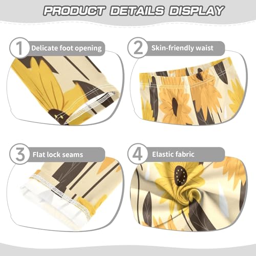 Toddler Girls Leggings Printed Yoga Pants Leggings Sunflower Brown Leaves for Kids3