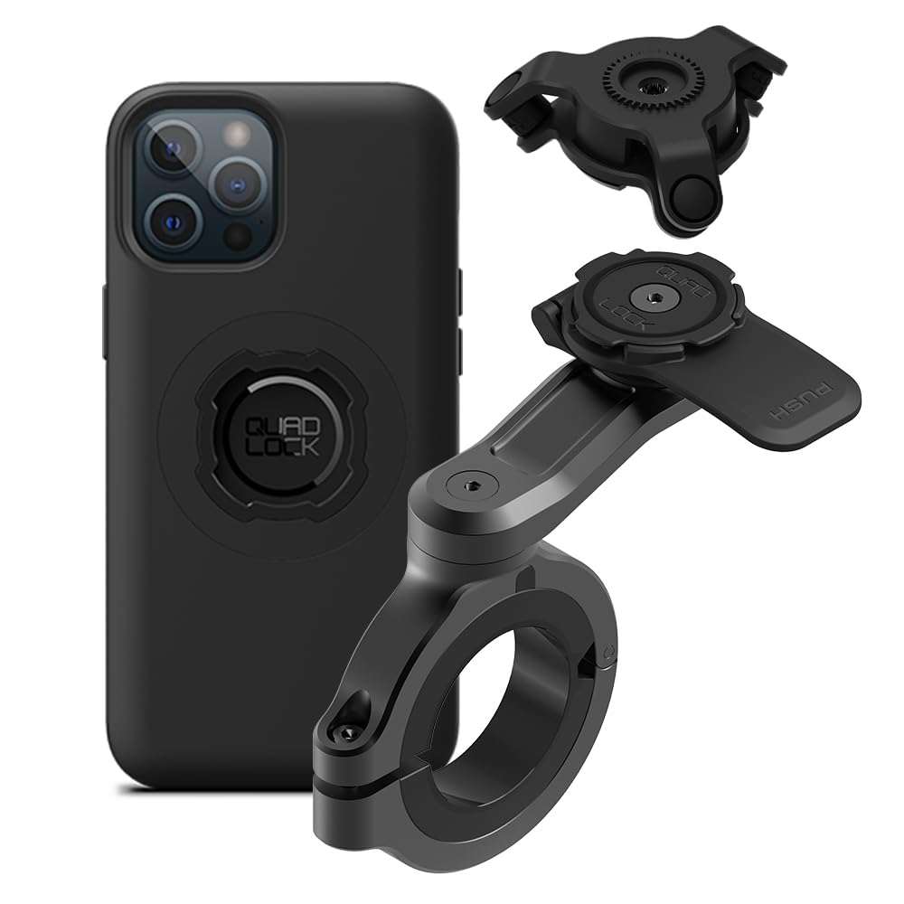 Quad Lock Motorcycle Handlebar Phone Mount PRO - Large with Vibration Dampener and MAG Phone Case for iPhone 12 Pro Max