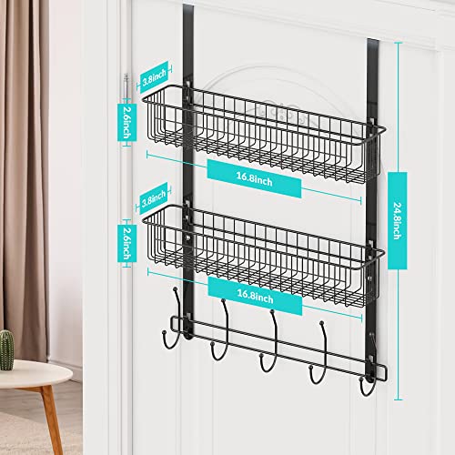 Lucycaz Over The Door Hooks Organizer, Door Hanger Towel Rack With 10 Coat Hooks & 2 Mesh Basket, Over The Door Pantry Organizer Back Of Door Storage Organizer For Barthroom Kitchen Bedroom(Black) #TOP3