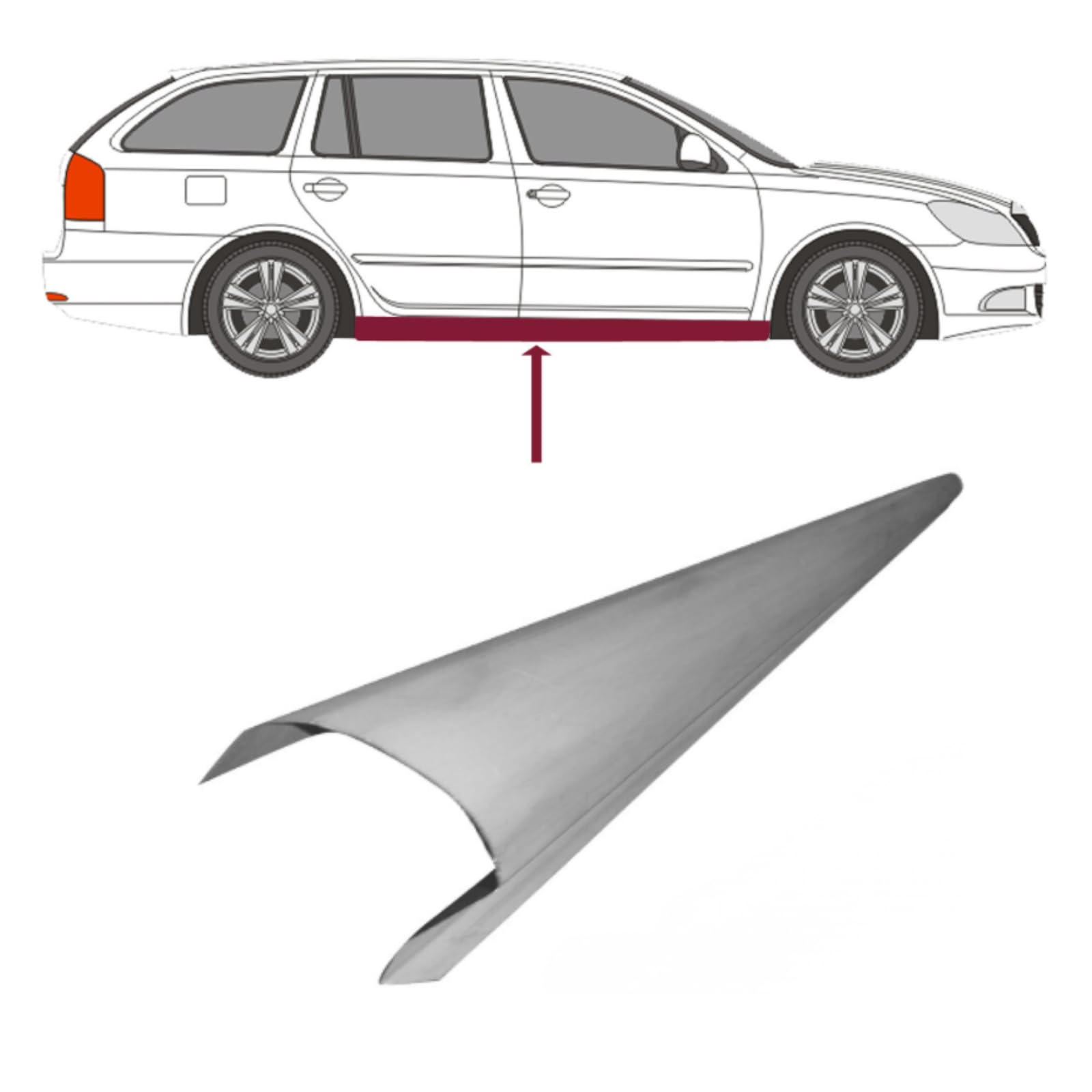 2X Schweller Reparaturblech rechts = Links passend für Skoda Octavia II Bj. 2004-2013