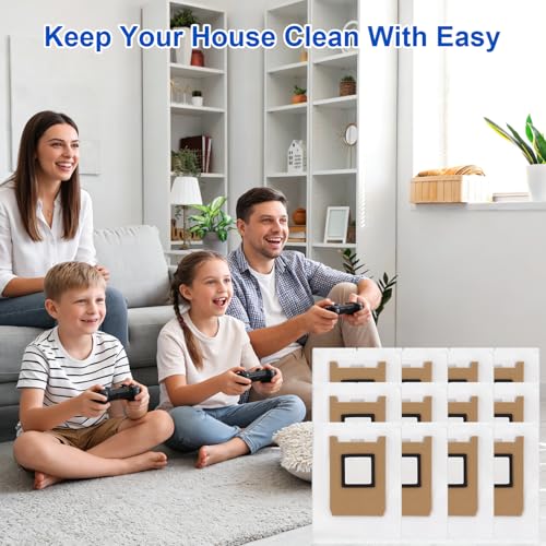 Image of Dust Bags Compatible with Eufy E28 OMNI, E25 OMNI, C28 OMNI Robot Vacuum - Large Capacity Vacuum Bags Replacement Parts Accessories Kit Effective Filtration Disposable Bag (12 Pack)