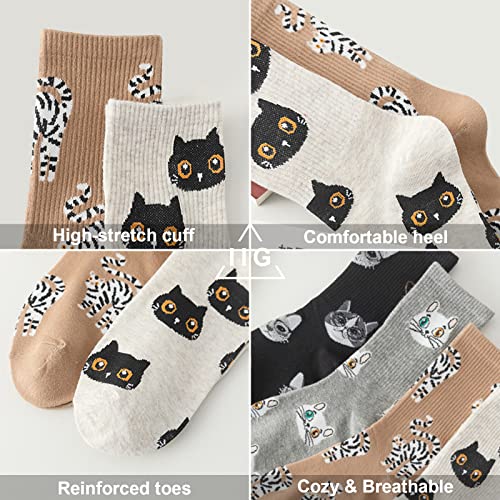 Image of IIG Women's Fashion Cute Cotton Socks Novelty Funny Above Ankle Crew Socks Holiday Gifts for Women 4 /5 Pairs
