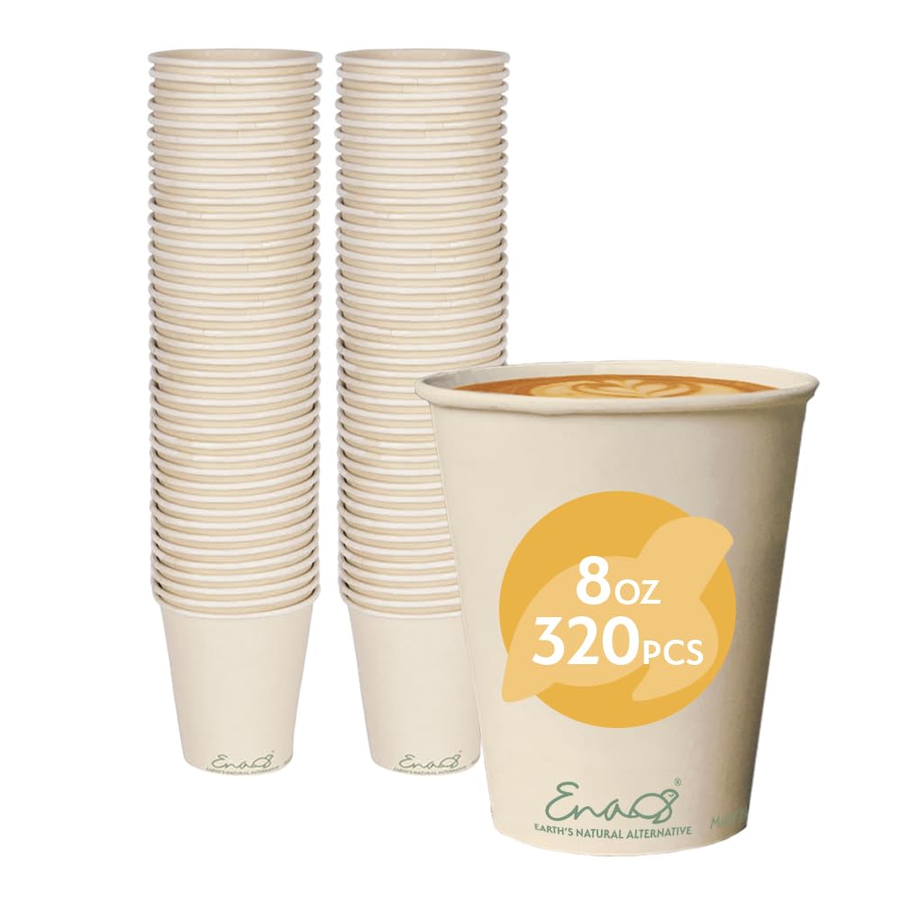 100% Compostable Disposable Coffee Cups [12oz 80 Pack] Paper Cups Made from Bamboo, Eco-Friendly, Biodegradable Premium Party Cups, Natural Unbleached by Earth's Natural Alternative — Amazon image 8