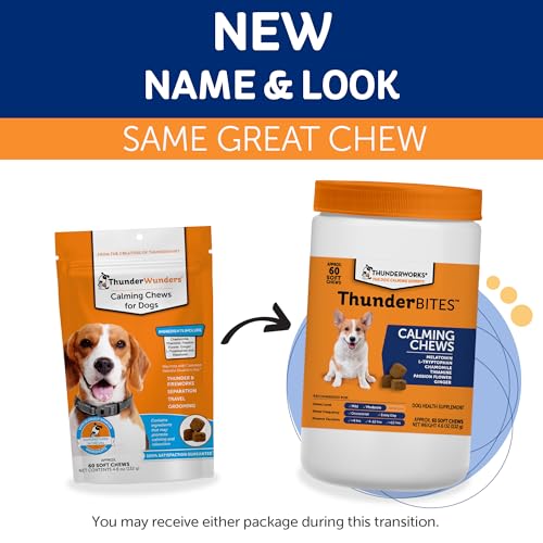 Image of ThunderBites Calming Chews For Dogs, 60 Count | Help Relieve Stress from Separation, Storms, Fireworks & Travel, Dog Calming Chews with Natural Ingredients
